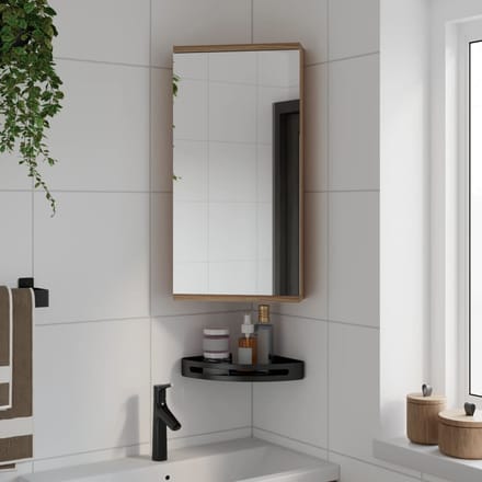 vidaXL - Badkamerkast - met - spiegel - 30x24x60 - cm - eikenkleurig