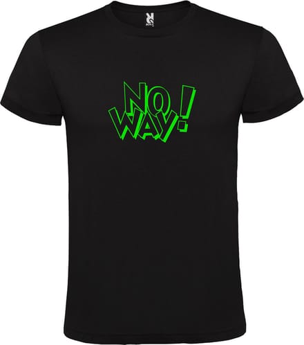 Zwart T-shirt ‘No Way!’ Groen Maat 3XL