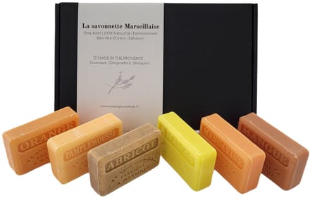 Savon de marseille Zeep pakket Ananas, Mandarijn, Abrikoos, Grapefruit, Mango, Sinaasappel - beterschap pakket - fruit pakket-