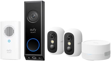 eufy Video Deurbel E340 met Chime + eufyCam C35 - Incl. 2 Camera, HomeBase Mini – Beveiligingsset – Voordeelbundel