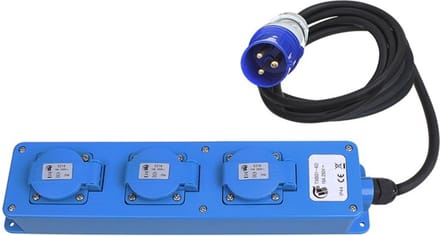 ProPlus Stekkerdoos - CEE naar 3 Schuko - 1,5 meter - IP44 - 16A
