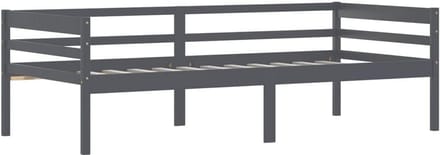 Eenpersoonsbed Grenenhout Donkergrijs 90x200 cm Stevig Houten Bedframe