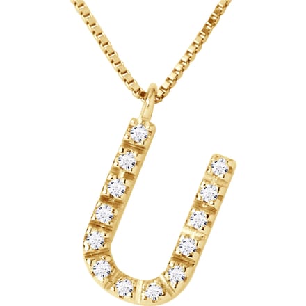 Collar ABC Diamonds 0.06 Cts letter "U" Yellow Gold 18k