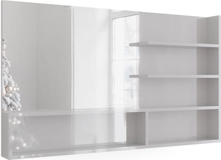 Vicco Badkamerspiegel – 119.8 x 70 cm met open vakken Wit Hoogglans