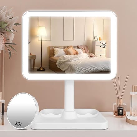Oplaadbare Make-up Spiegel met Verlichting voor Make-up, Badkamer en Reistafel, Dimbare Touch Sensor en Draagbaar Ontwerp