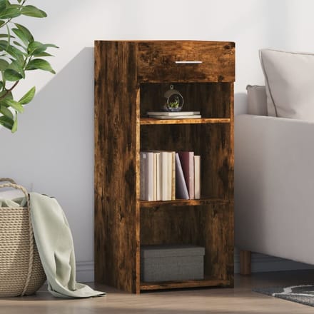 vidaXL - Dressoir - 40x42,5x93 - cm - bewerkt - hout - gerookt - eikenkleurig