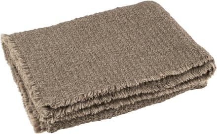 J-Line plaid Gerafelde Randen - katoen/polyester - taupe - 180 x 130 cm