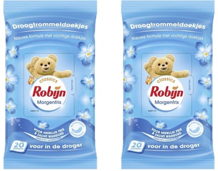 Robijn Droogtrommeldoekjes - Morgenfris - 2 x 20 Doekjes