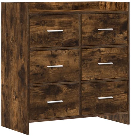vidaXL - Dressoir - Gerookt - eiken - 75 - x - 33 - x - 80 - cm - Bewerkt - hout