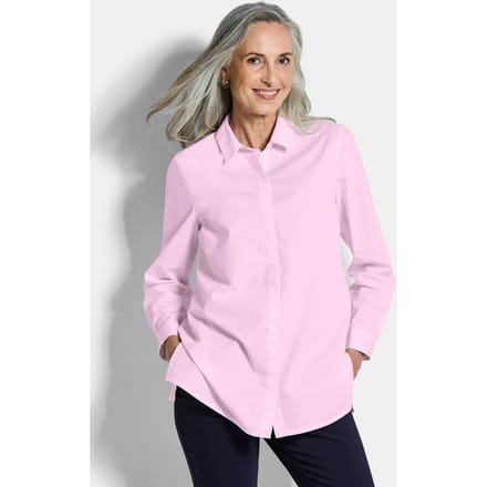 Overhemdblouse van puur katoen - rosé - Gr. 46 van Goldner Fashion