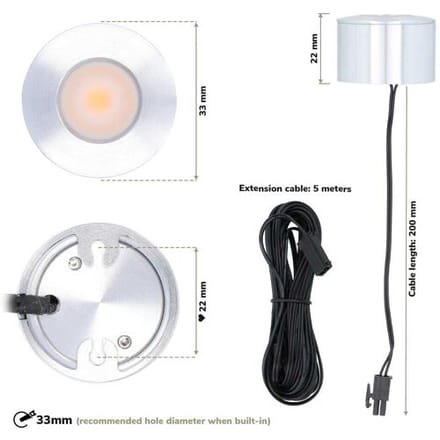 HOFTRONIC Set van 4 Navarra Smart LED Mini opbouwspots - Veranda spots - 12V 3W 200lm - Dimbaar - Wifi & Bluetooth - 2700K - IP44 waterdicht - RVS