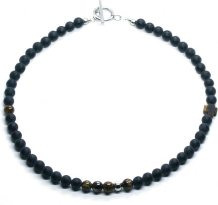 IbizaMen KIDS - Jongens - ketting - edelsteen - onyx 36cm