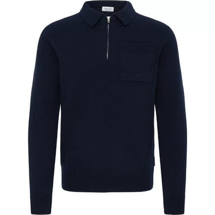 Casual Friday Sweater Wol Kraagje & Rits Donkerblauw - Maat S