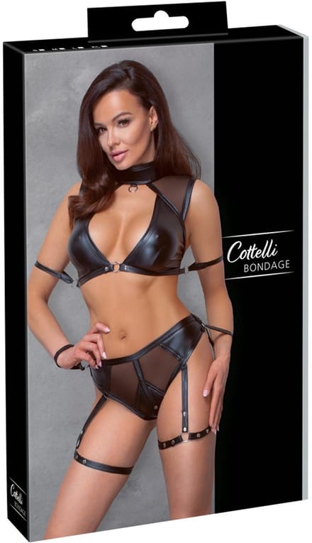 BH-set Bondage met bandjes - Zwart