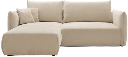 Vente-unique Linkse hoekslaapbank van getextureerde beige stof CARISU