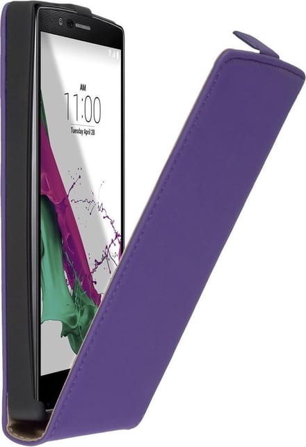 Paars premium leder flipcase voor de LG G4 hoesje