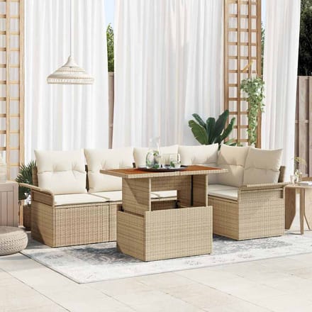 vidaXL - Tuinbank - Set - 6 - st - beige - en - crèmekleurig