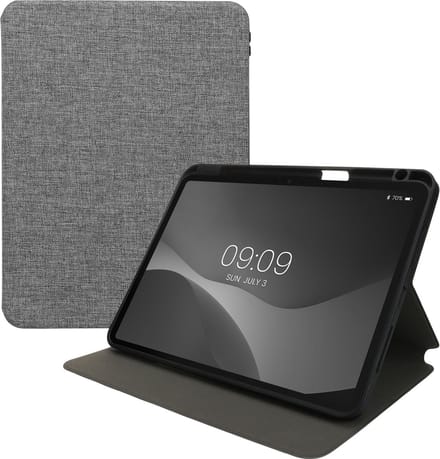 kwmobile Case Compatible with Apple iPad Pro 11" (2024) - Slim Book Style Tablet Cover with Stand Feature - Grey