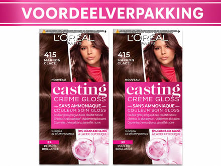 L'Oréal Casting Crème Gloss Semi-Permanente Haarkleuring 415 As Middenbruin - 2 x - Voordeelverpakking