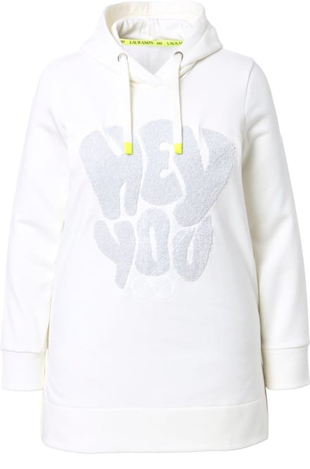 Laurasøn - Dames - Lang sweatshirt lange mouw capuchon OEKO-TEX - Off-white - Maat 44+