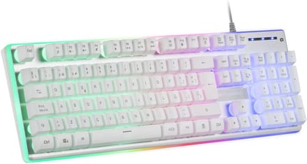Gaming Toetsenbord Wit met H-Mech Technologie en FRGB Rainbow Verlichting