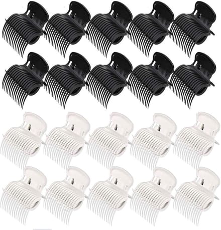 Krultang Clips - Haarrollers Klemmen - Haar Stylen - Hittebestendig Plastic - 24 Stuks - Zwart Wit