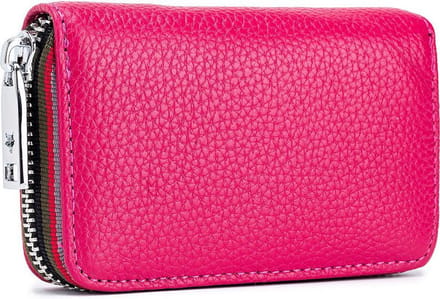 ZILOU® Leren Pasjeshouder met Rits - RFID Anti‑Skim - 14 Pasjes - Roze