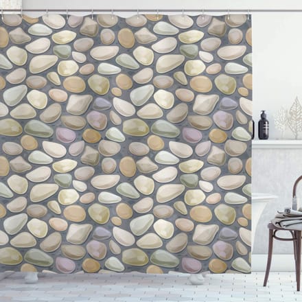 ABAKUHAUS Douchegordijn Pebble Stonewall – 175x200 cm, grijs-tan, waterafstotend