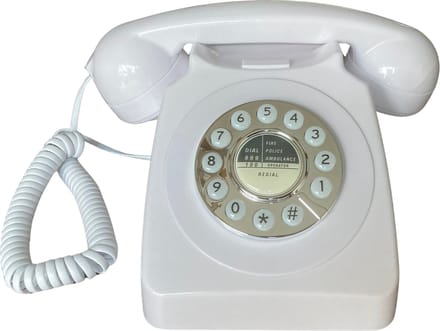 CT8019B Retro Vaste Telefoon - Druktoets - Mechanische Rinkelbel - Wit