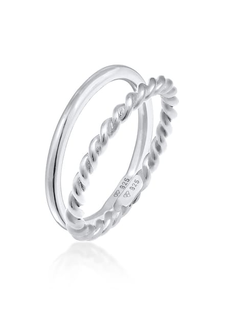 Elli - Ring - Dames Gedraaid Basis Set van 2 in 925 sterling zilver - Dames