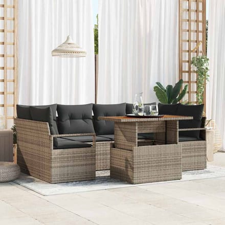 vidaXL - Tuinbank - Set - 7 - st - 6-Aantal - zitplaatsen - Grijs