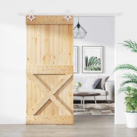 vidaXL - Schuifdeur - 90 - x - 210 - cm - Massief - Pine - Hout - (Onbehandeld)