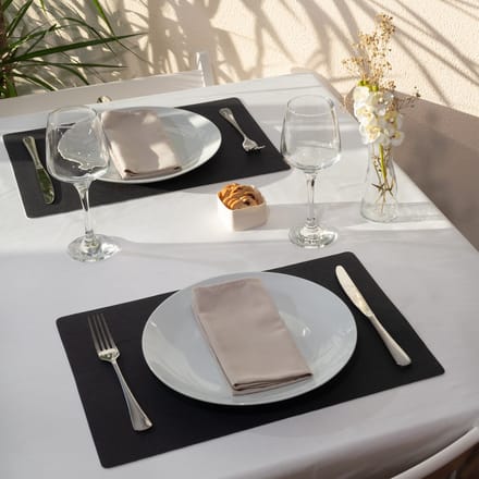 4x Sofia Placemat Anthracit - 30x43cm - onderlegger - tafeldecoratie - tafel dekken - Linen look