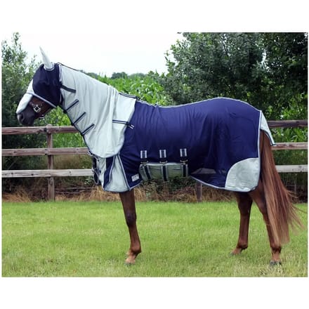Qhp Vliegendeken Qhp Met Hals En Masker Donkerblauw - 90/125