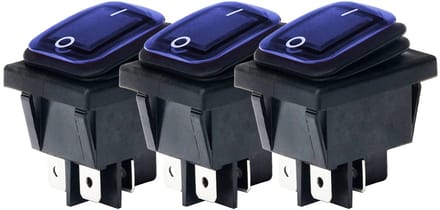 Orbit Electronic Wipschakelaar ON-OFF - 4-pins - 30x22mm - 16A 250V - Spat Waterdicht - KCD4-201-16 - Blauw - 3 stuks