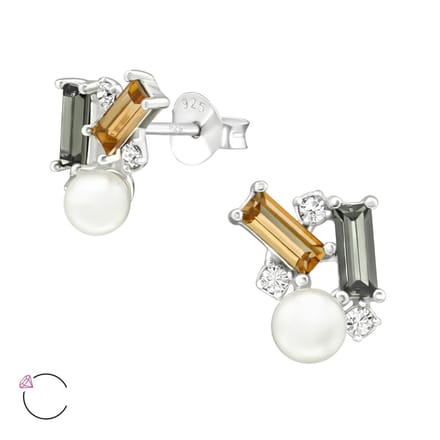 Amanto Oorbellen Falicia - 925 Zilver E-Coating - Swarovski - 8x10mm