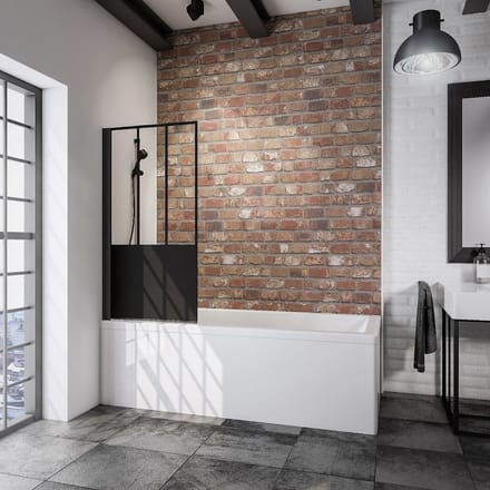 badwand - 80x140 cm - mat zwart - helder - veiligheidsglas Decor Atelier 5 - trend
