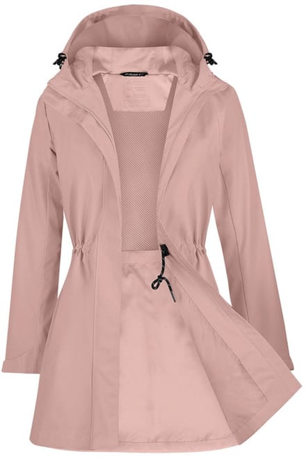 Daity Regenjas dames trenchcoat | lange waterdichte softshell jas met capuchon - Maat M