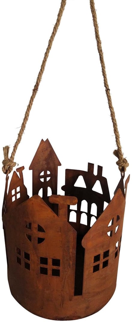 UNUS® Hanglantaarn roest metaal met jute koord 14 cm