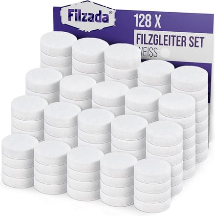 128x Zelfklevende Viltglijders Rond 20 mm Wit Professionele Kwaliteit