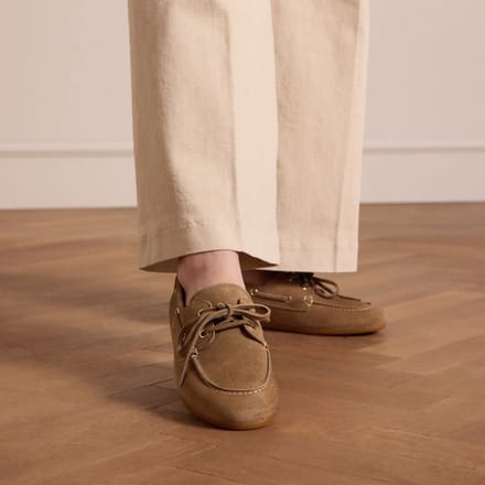 Manfield - Dames - Beige suède bootschoenen - Maat 39