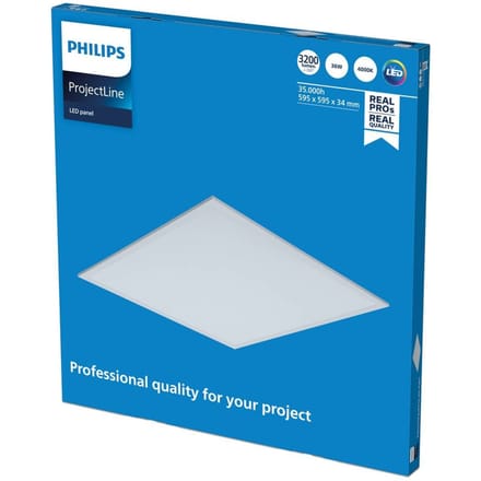 Philips ProjectLine Inbouwpaneel 60 x 60 cm natuurlijk wit licht, 4000 K 3200 lm