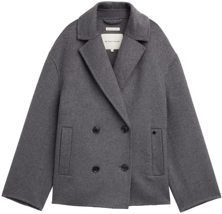 Tom Tailor - Caban jas met wol - Maat M - dark anthra melange