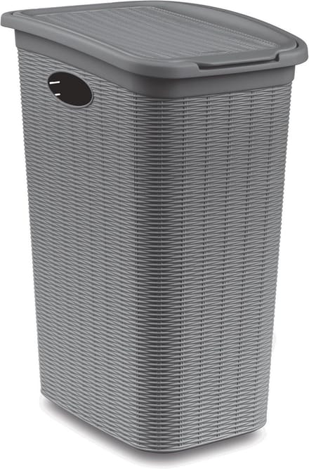 Smal Rotanlook Wasmand 36 Liter Lichtgrijs met Deksel en Handvatten