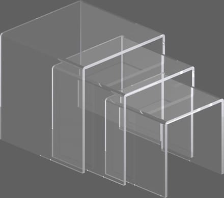 set van 3 acryl brugjes voor étalage presentatie (14*14*14 / 12*12*12 / 10*10*10cm)