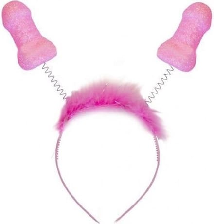 Nooitmeersaai - Diadeem met springveer penis - Plastic - Metaal - Roze