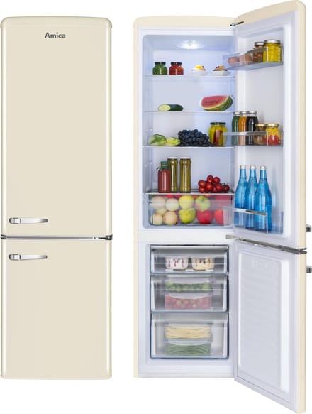 Amica Retro Koel-Vriescombinatie AR8242C - Crèmekleur (Beige) - E label - scharnier rechts