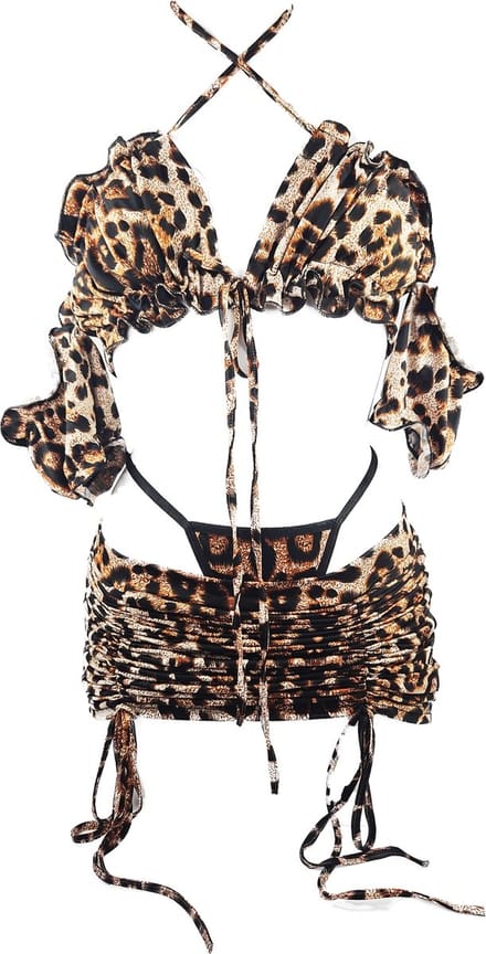 BamBella ® Sexy Kleding set - Onesize - pak vrouwe panterprint bruin zomer kleding strand