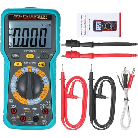 6000 Count LCD Digitale Automotive Multimeter True RMS Universele Tester met Zaklamp veelkleurig