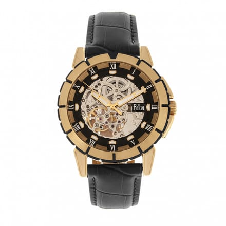 Reign Philippe Automatische Skeleton Leerband Horloge